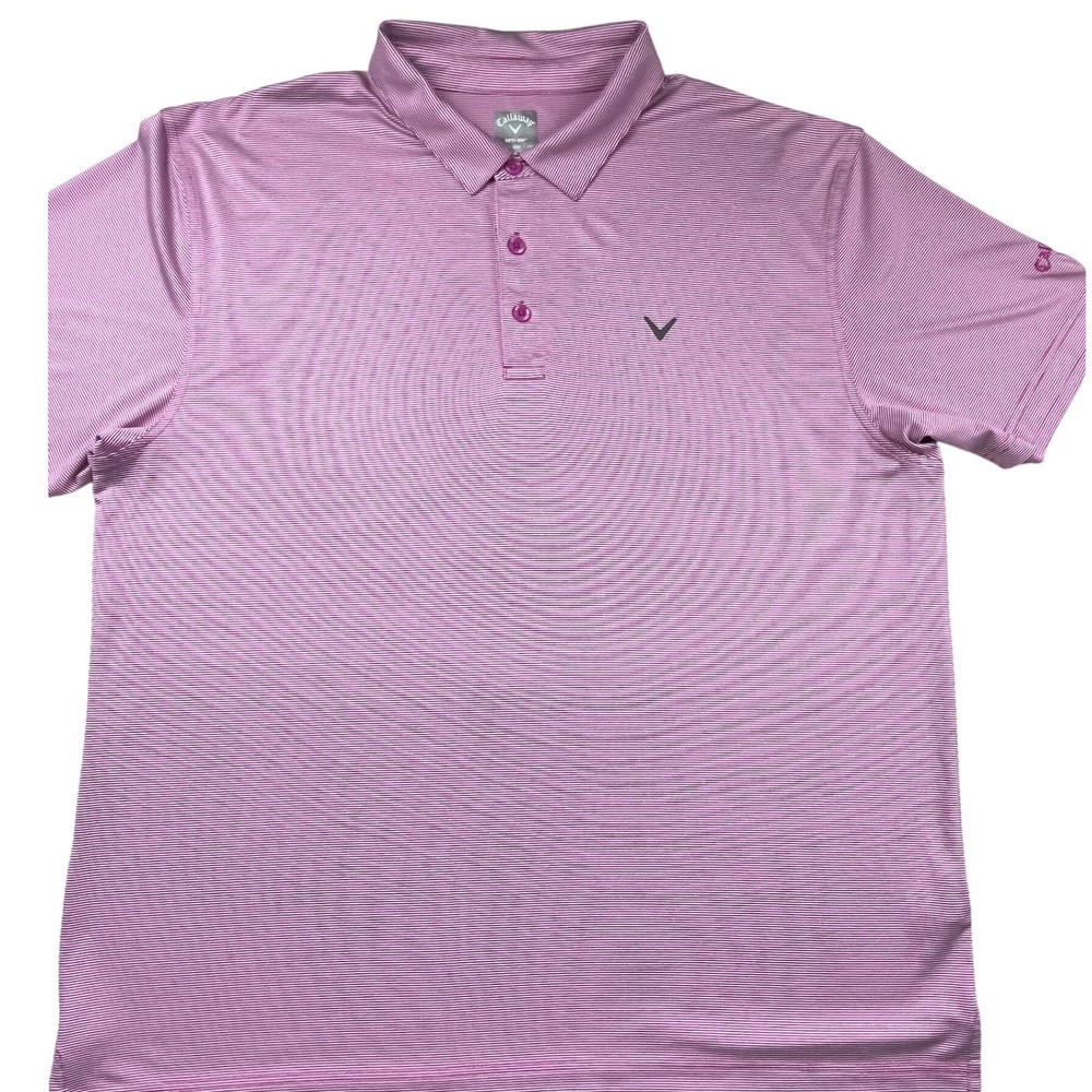 Callaway‎ Opti-Dri Mens XXL Striped Golf Polo Shirt Purple White SU37409